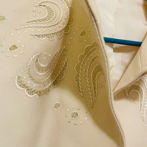 Your Sixth Sense Womens 40 Ivory Blazer Jacket Embroidered Buttons Long Sleeve - Picture 9 of 16